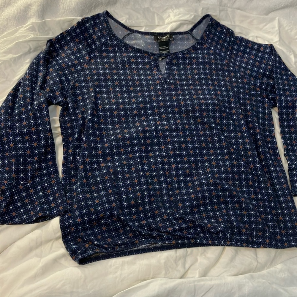 Olsen Sz L/14 Navy Long Sleeve Top - Like New